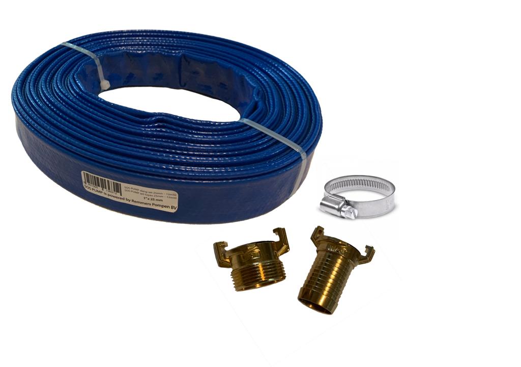 RP SOS PUMP Slangset 25 mm - Efficiënte 12,5 meter slang voor waterafvoer met snelkoppelingen en slangklem afbeelding